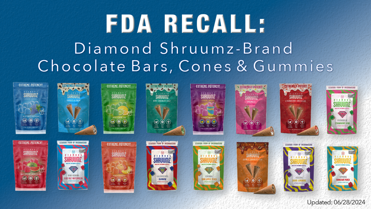 Fda Recall Alert Diamond Shruumz Brand Chocolate Bars Cones And